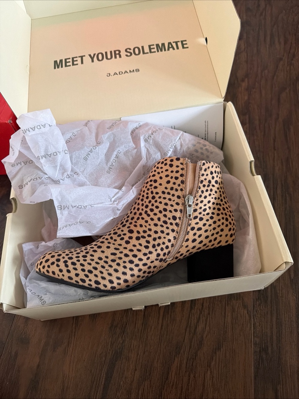 Adams Women's Cheetah Print Ankle Boot - Tan/Black Sz 8